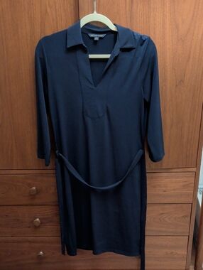 Brooks Brothers "346" Navy Collared Shirt Dress with Belt- Small